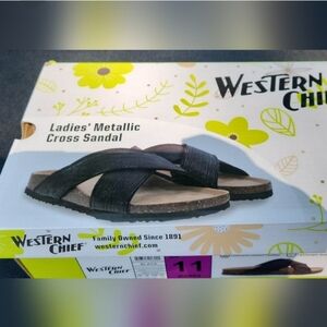 Western Chief Ladies’ Crossband Sandal black SIZE 11